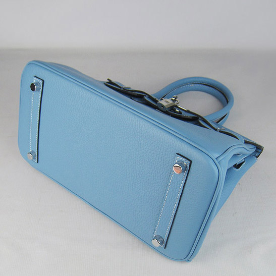 Replica Hermes Birkin 30CM Togo Leather Bag Light Blue 6088 On Sale